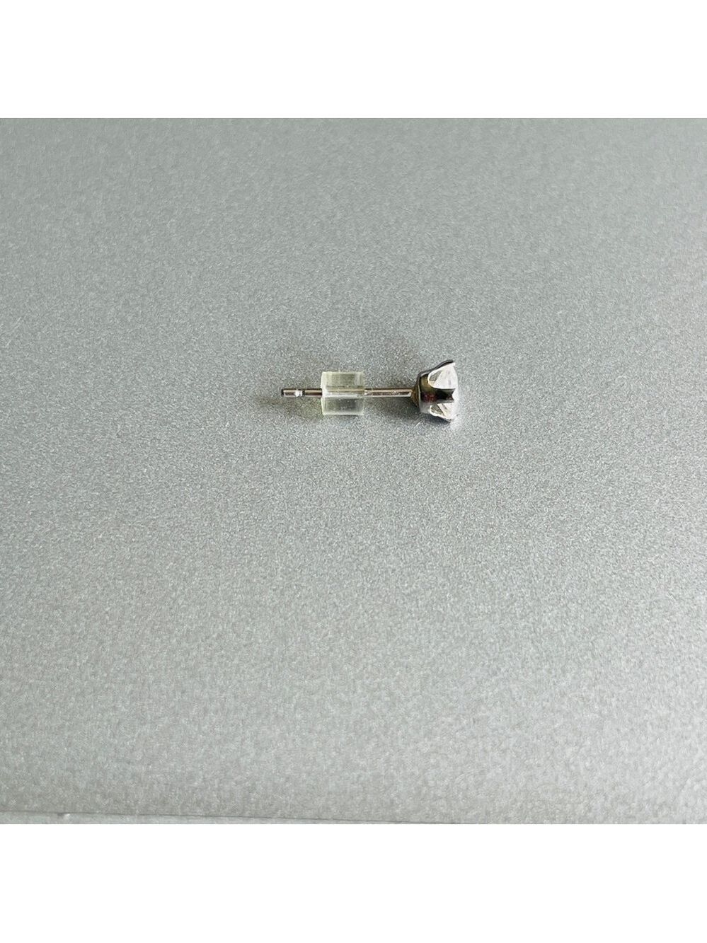 10k White Gold Square Princess Cut Cubic Zirconia 3mm Single Stud Earrin… - Picture 6 of 7